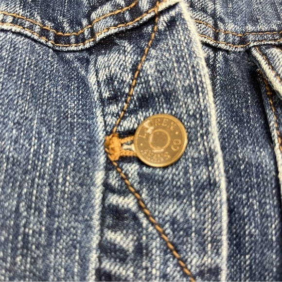 Lauren Jeans Co Denim Medium Wash Crop Denim Jacket - Picture 5 of 10